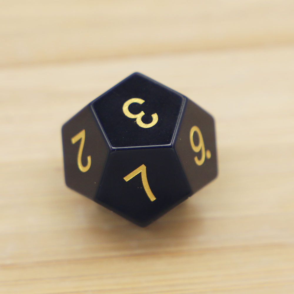 Black Onyx Polyhedral Dice Set for RPG Games (7 Pieces)